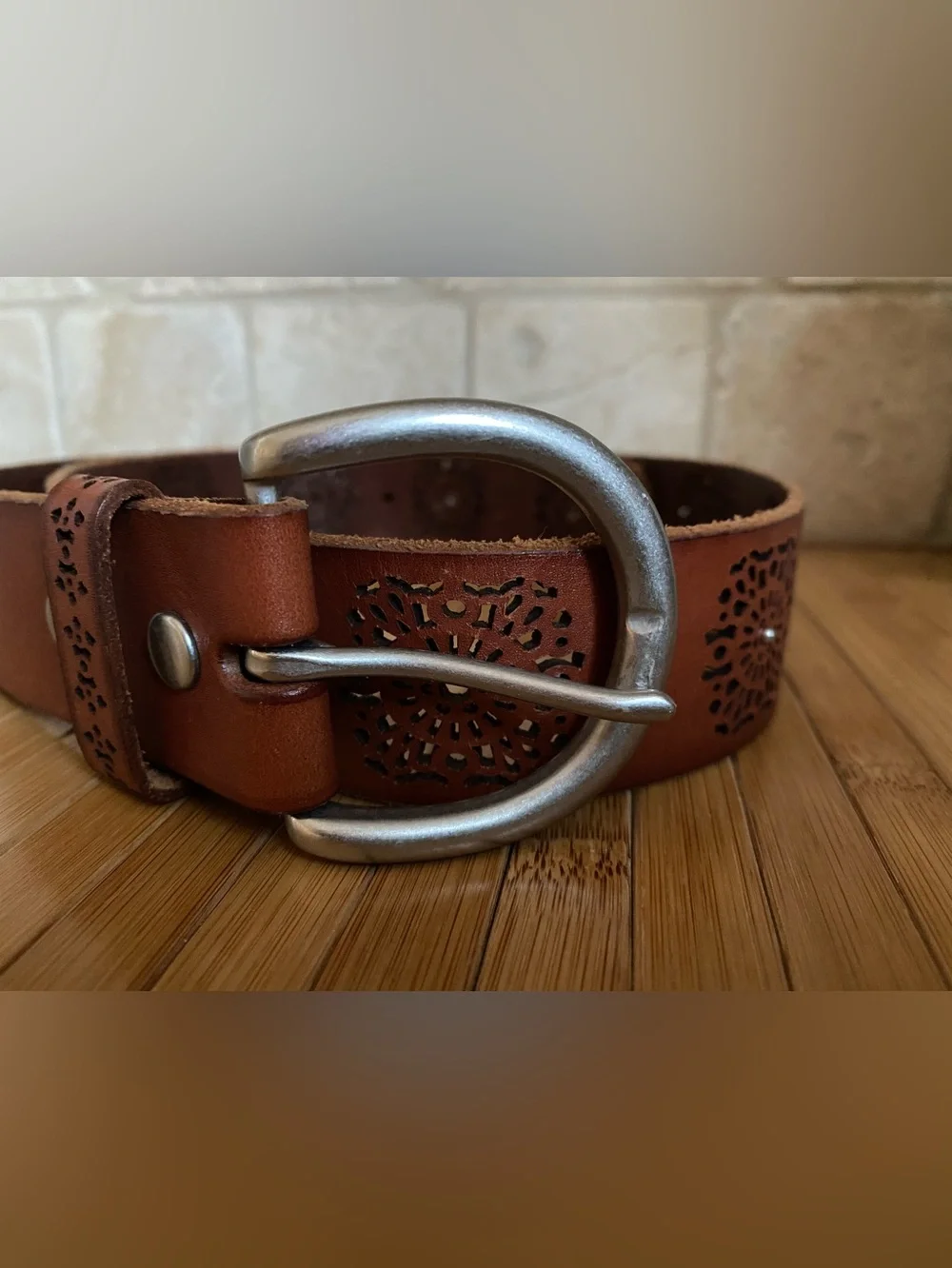 Lucky Brand Brown and Black Perforated Belts Medium